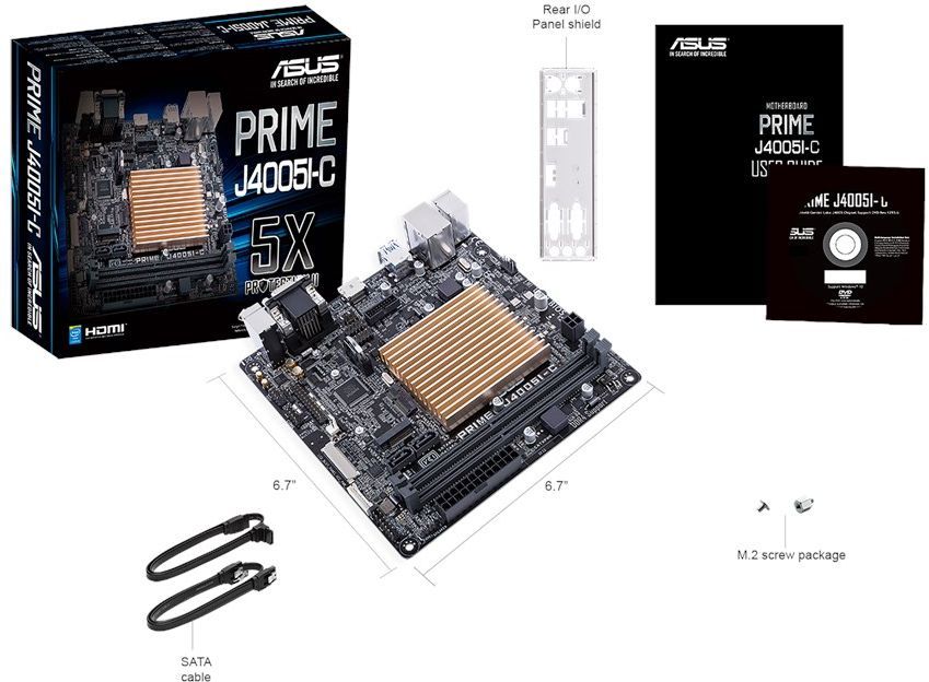   Asus PRIME J4005I-C 2xDDR4 mini-ITX AC`97 8ch(7.1) GbLAN+VGA+HDMI