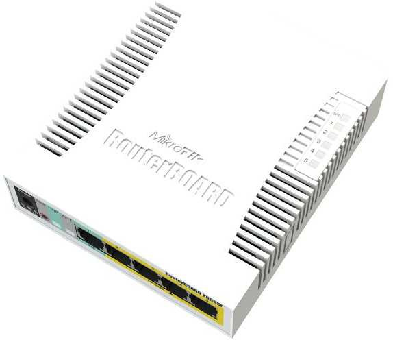  MikroTik RB260GSP (CSS106-1G-4P-1S)  RouterBOARD 260GSP 1xSFP, 5x10/100/1000 Gigabit Ethernet, PoE with indoor case and power supply