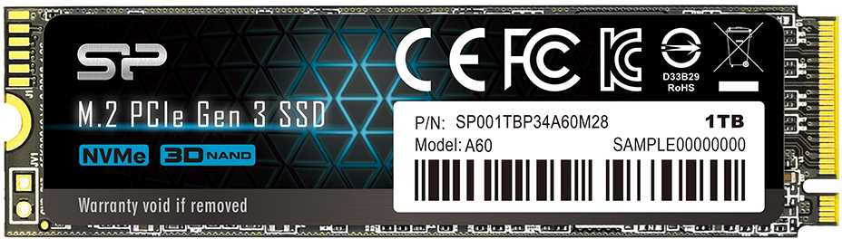 SSD  SILICON POWER M-Series SP001TBP34A60M28 1, M.2 2280, PCI-E x4,  NVMe