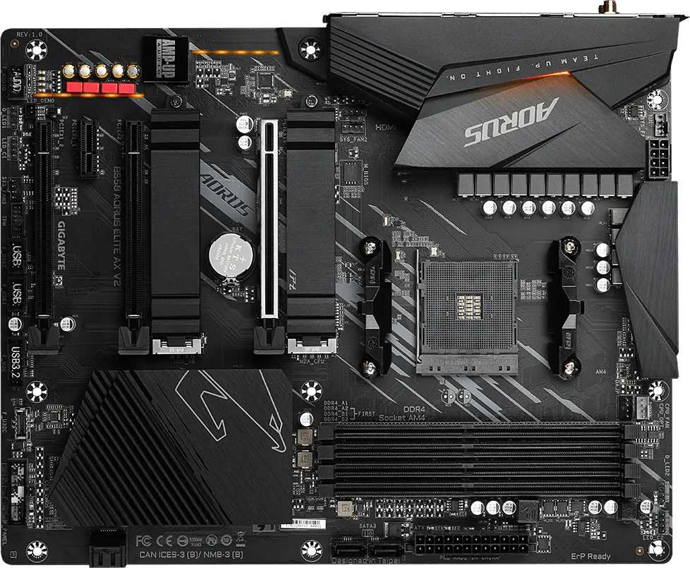   Gigabyte B550 AORUS ELITE AX V2 Soc-AM4 AMD B550 4xDDR4 ATX AC`97 8ch(7.1) 2.5Gg RAID+HDMI+DP