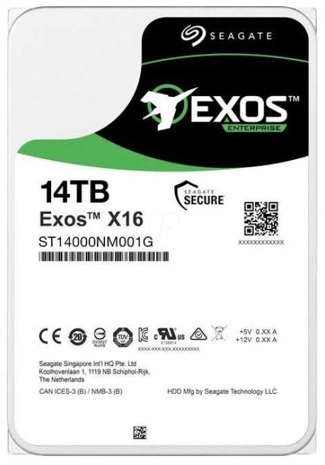 Жесткий диск Seagate Exos X16 ST14000NM001G,  14ТБ,  HDD,  SATA III,  3.5