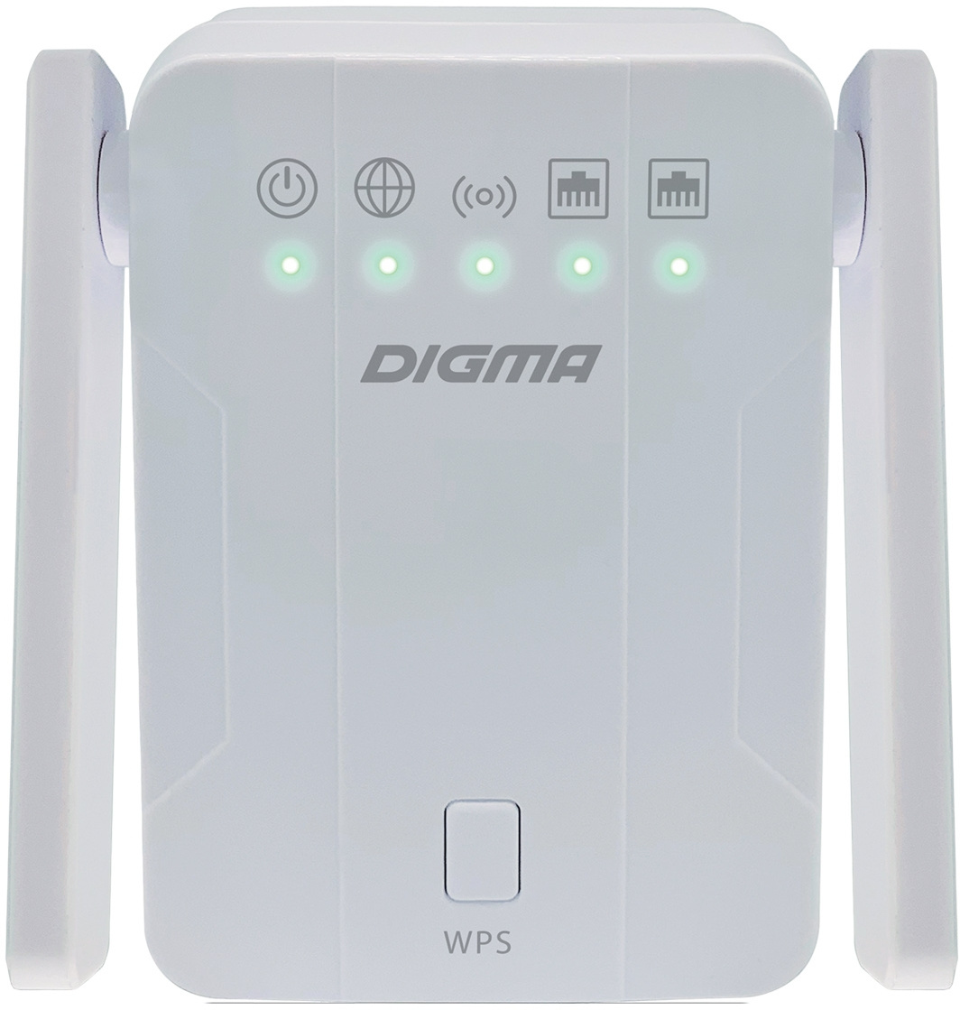 Повторитель беспроводного сигнала Digma D-WR300,  белый