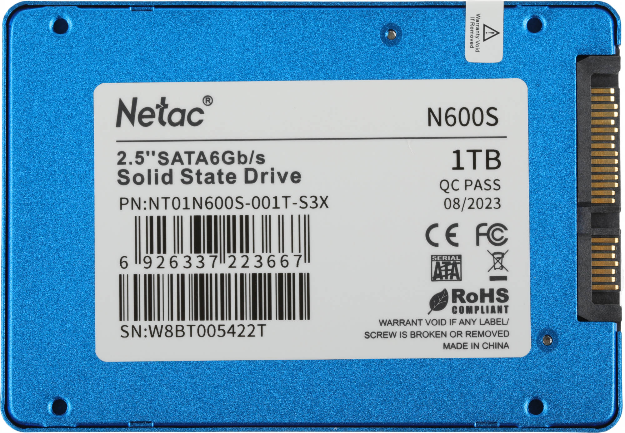   Netac N600S 2,5 SATAIII 3D NAND SSD 1TB, R/W up to 560/520MB/s