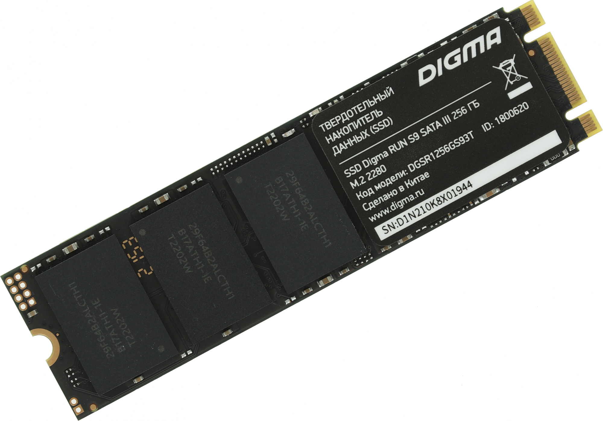 SSD  Digma Run S9 DGSR1256GS93T 256, M.2 2280, SATA III,  SATA,  rtl [DGSR1256GS93T]