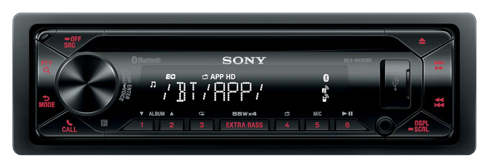  Sony MEX-N4300BT 1DIN 4x55 v3.0 RDS