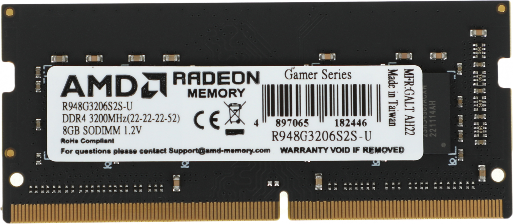  AMD Radeon R9 Gamer Series R948G3206S2S-U DDR4 -  1x 8 3200,   (SO-DIMM),  Ret