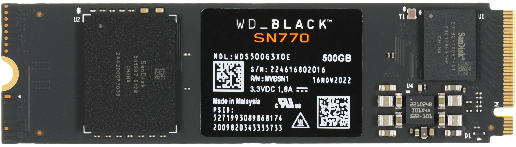 SSD   M,2 2280 500GB BLACK WDS500G3X0E WDC