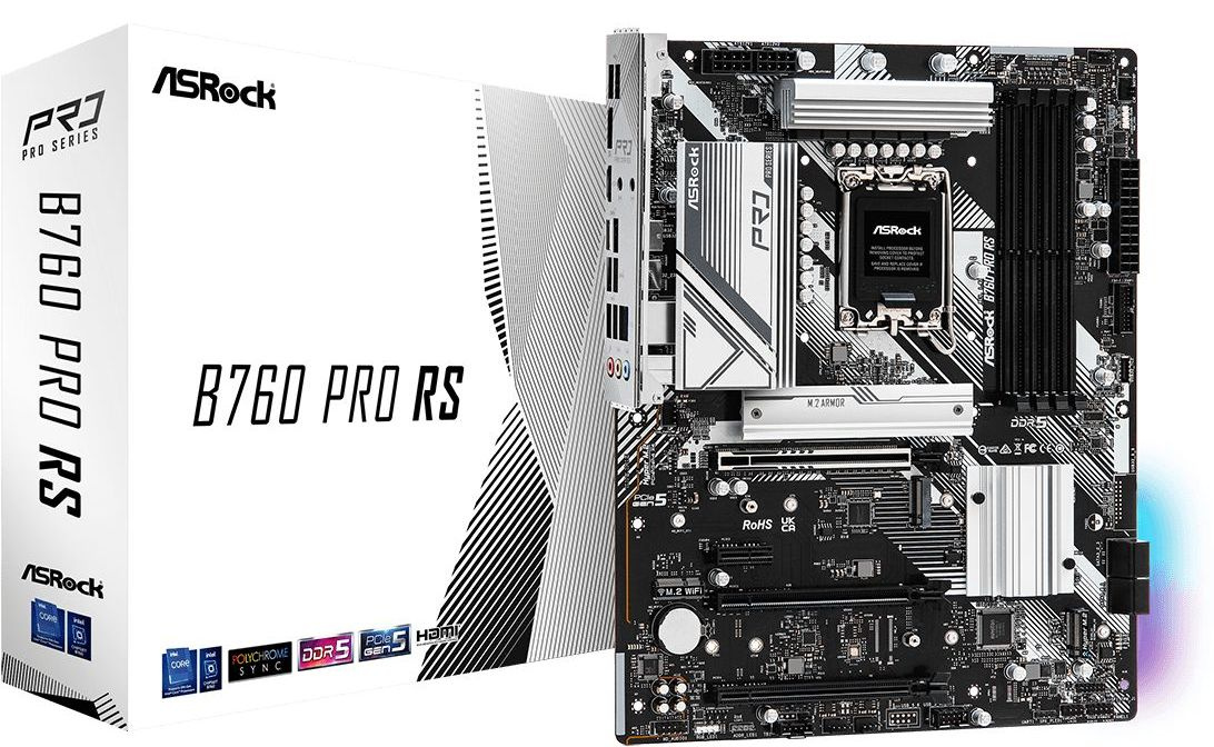   Asrock B760 PRO RS Soc-1700 Intel B760 4xDDR5 ATX AC`97 8ch(7.1) 2.5Gg RAID+HDMI+DP