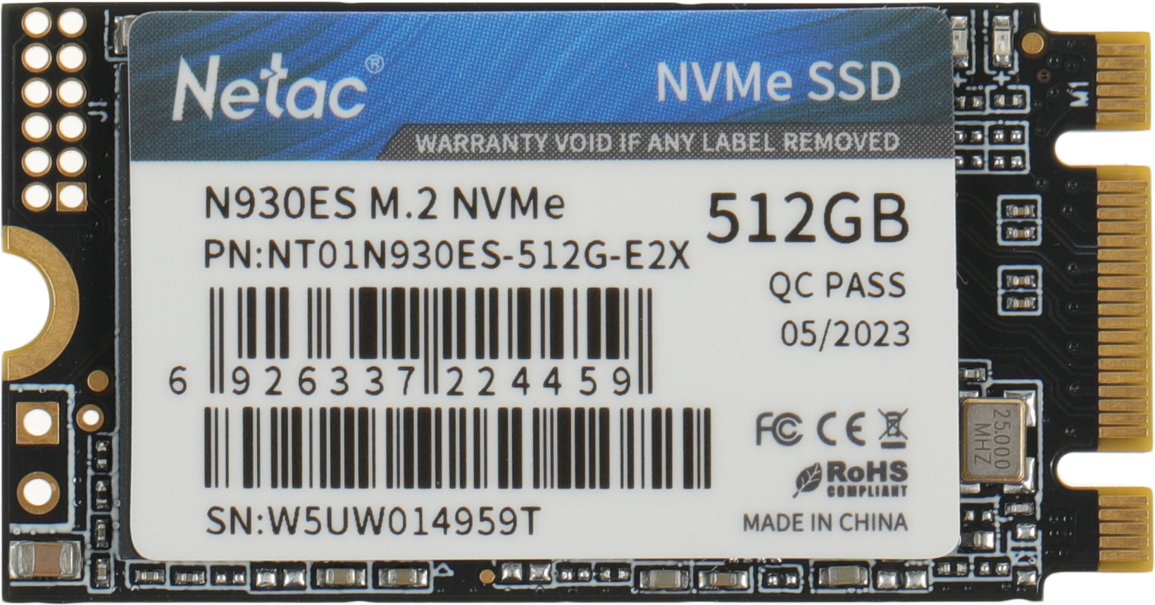 SSD ���������� NETAC N930ES NT01N930ES-512G-E2X 512��, M.2 2242, PCIe 3.0 x2,  NVMe,  M.2 [NT01N930ES-512G-E2X]