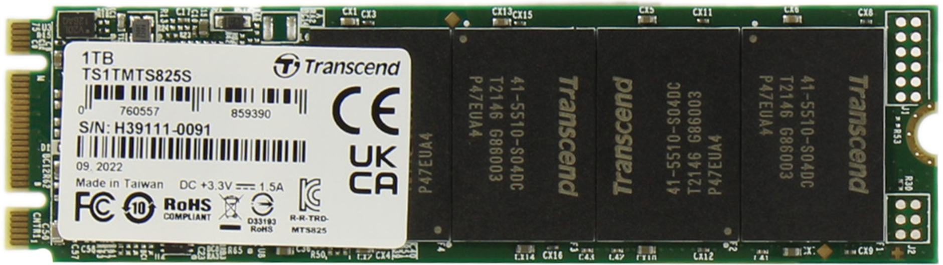 Transcend SSD 825S, 1TB, M,2(22x80mm), SATA3, 3D TLC, R/W 550/500MB/s, IOPs 55 000/72 000, TBW 360, DWPD 0,3