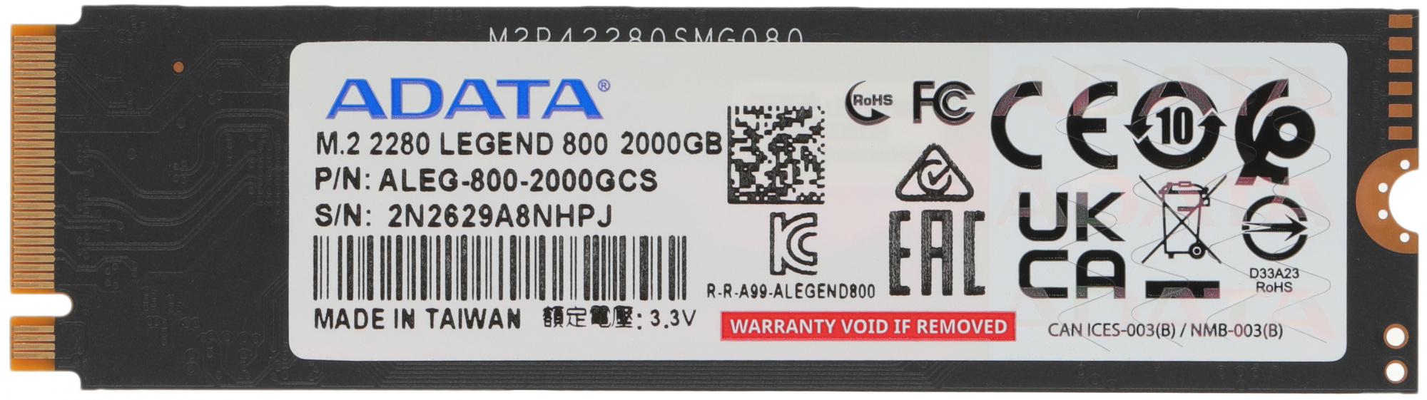 SSD  A-Data Legend 800 ALEG-800-2000GCS 2, M.2 2280, PCIe 4.0 x4,  NVMe,  M.2
