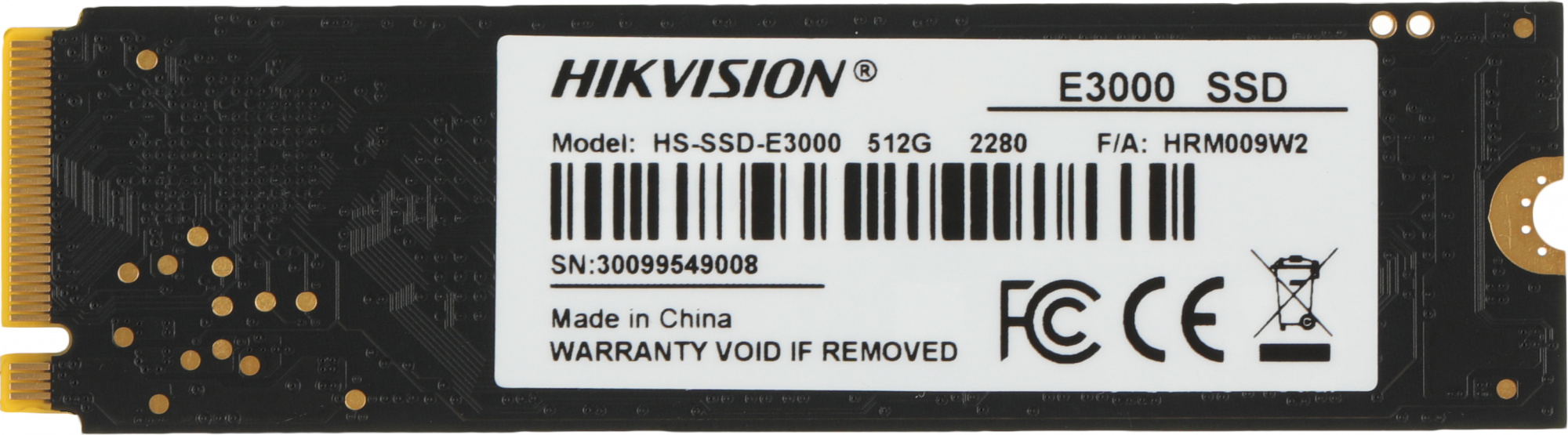 SSD  Hikvision E3000 HS-SSD-E3000/512G Hiksemi 512, M.2 2280, PCIe 3.0 x4,  M.2
