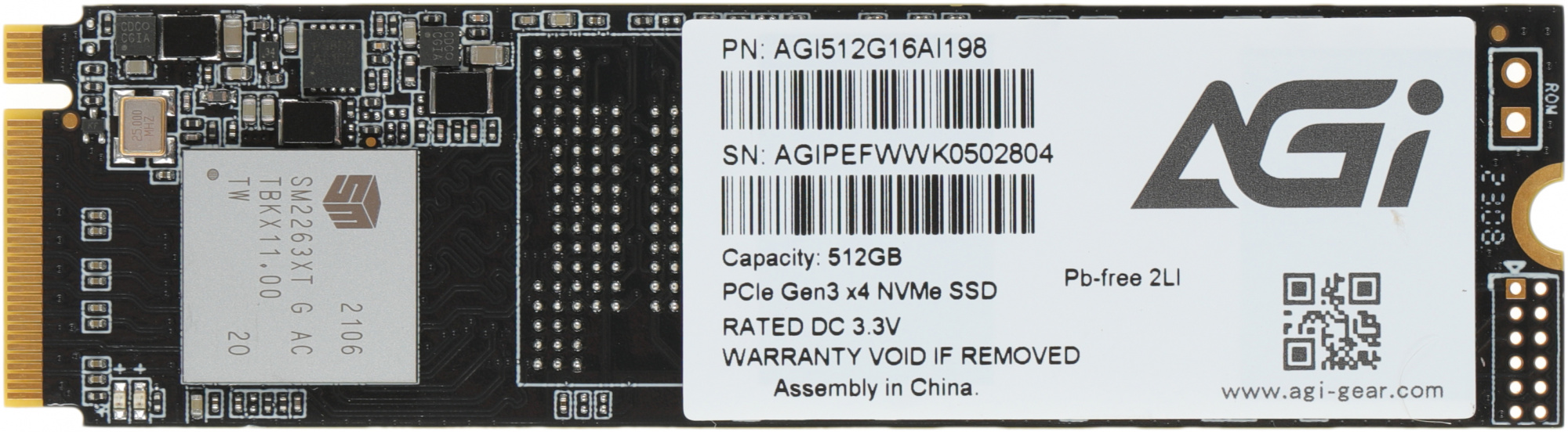 SSD  AGI AI198 AGI512G16AI198 512, M.2 2280, PCIe 3.0 x4,  NVMe,  M.2