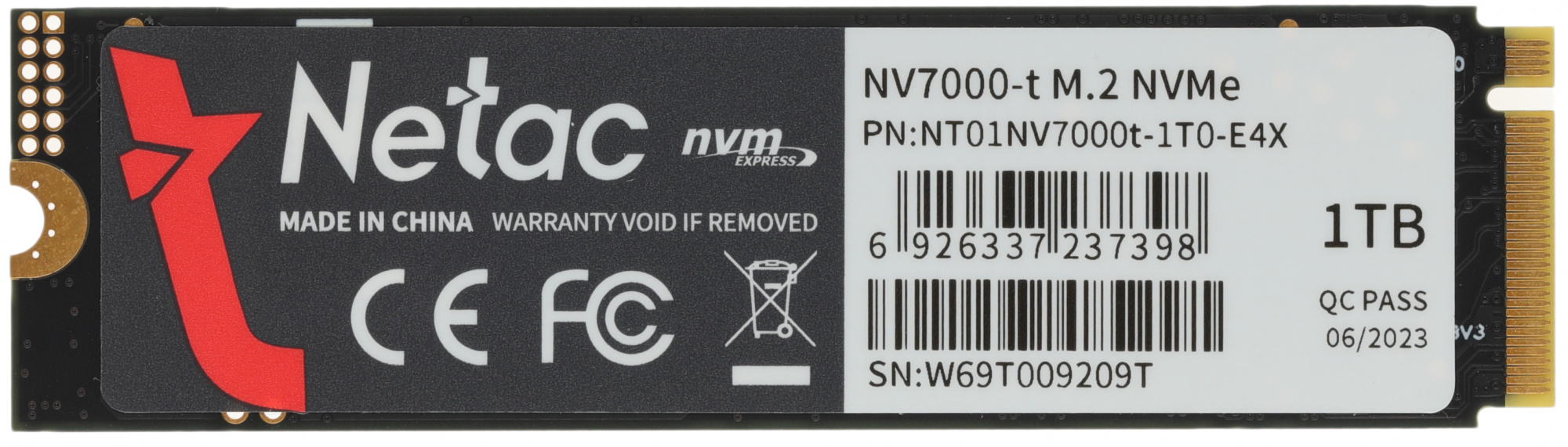 SSD  NETAC NV7000-t NT01NV7000t-1T0-E4X 1, M.2 2280, PCIe 4.0 x4,  NVMe,  M.2