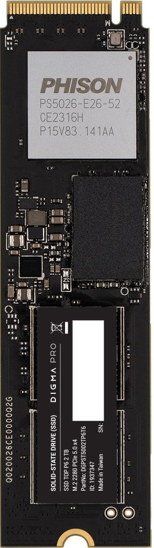 SSD  Digma Pro Top P6 DGPST5002TP6T6 2, M.2 2280, PCIe 5.0 x4,  NVMe,  M.2,  rtl