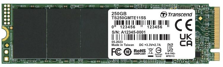 SSD  Transcend 115S TS250GMTE115S 250, M.2 2280, PCIe 3.0 x4,  NVMe,  M.2