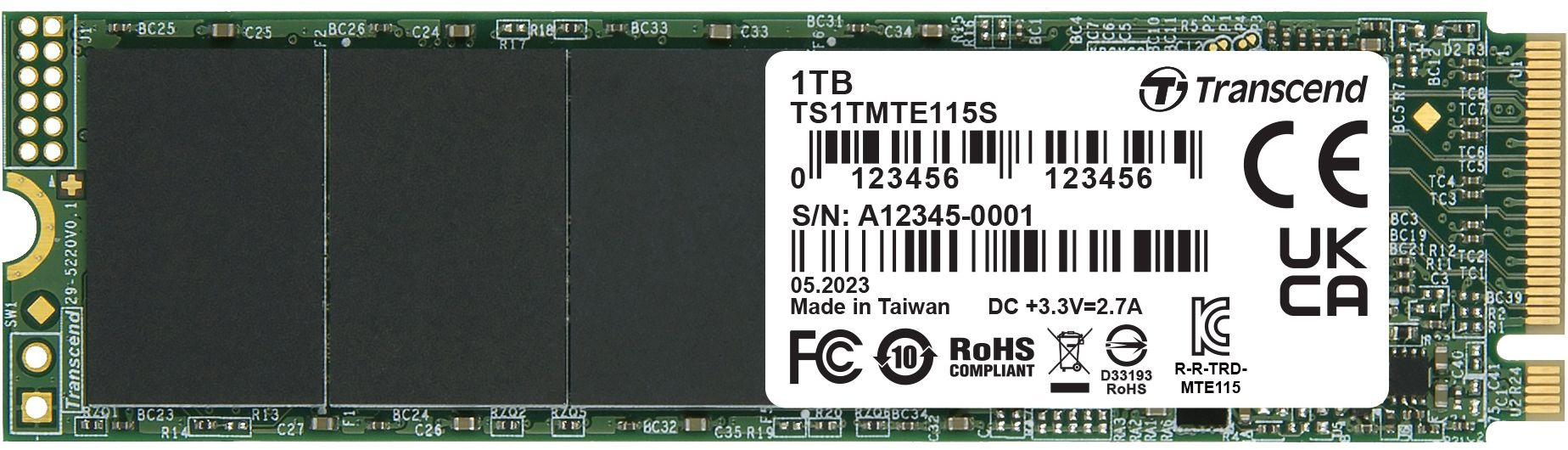 SSD  Transcend 115S TS1TMTE115S 1, M.2 2280, PCIe 3.0 x4,  NVMe,  M.2