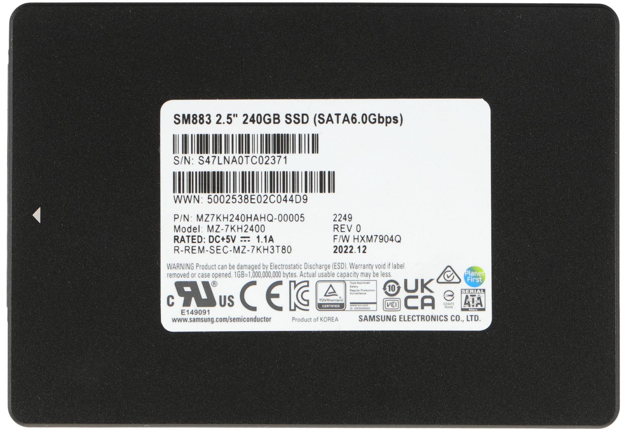 SSD  Samsung SM883 MZ7KH240HAHQ-00005 240, 2.5, SATA III,  SATA