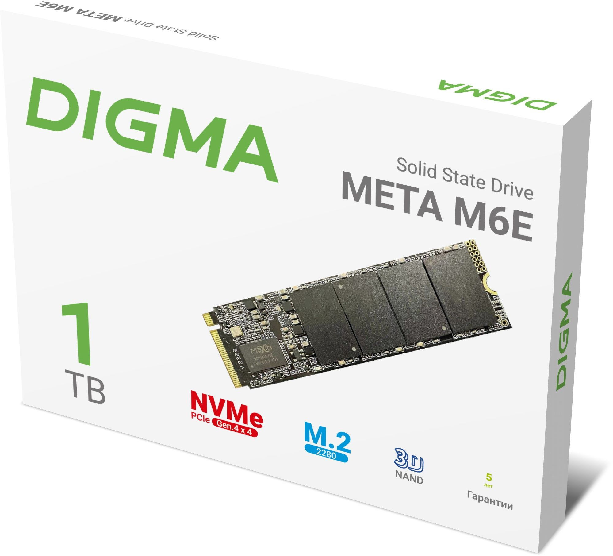 SSD  Digma Meta M6E DGSM4001TM6ET 1, M.2 2280, PCIe 4.0 x4,  NVMe,  M.2,  rtl