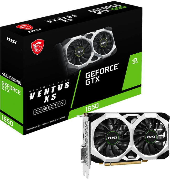  MSI NVIDIA  GeForce GTX 1650 GTX 1650 D6 VENTUS XS OCV3 4 Ventus XS, GDDR6, OC,  Ret