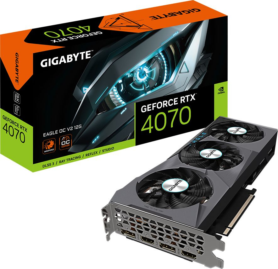  GIGABYTE NVIDIA  GeForce RTX 4070 GV-N4070EAGLE OCV2-12GD 12 Eagle, GDDR6X, OC,  Ret