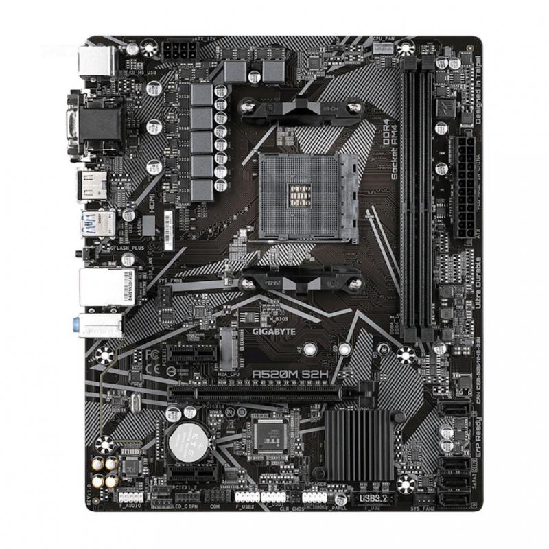 ����������� ����� GIGABYTE A520M S2H, SocketAM4, AMD A520, mATX, Ret [A520M S2H]