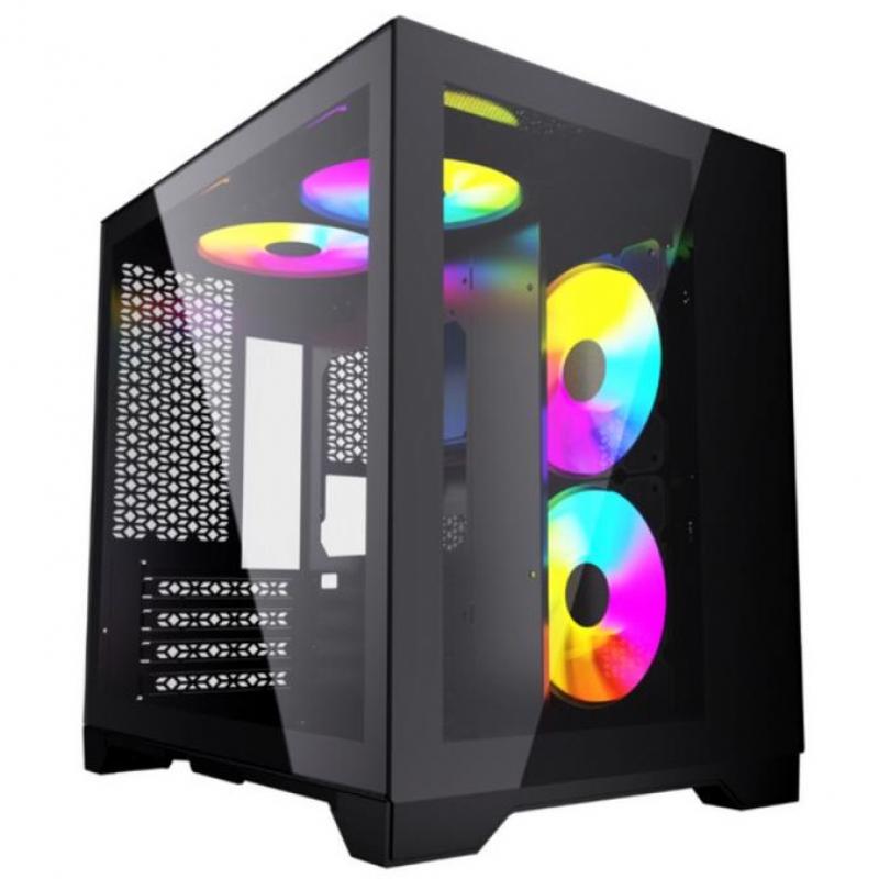 ������ Powercase Vision Micro, Black, Tempered Glass, 4� 120mm 5-color fan, ������, mATX  (CVBM-L4)