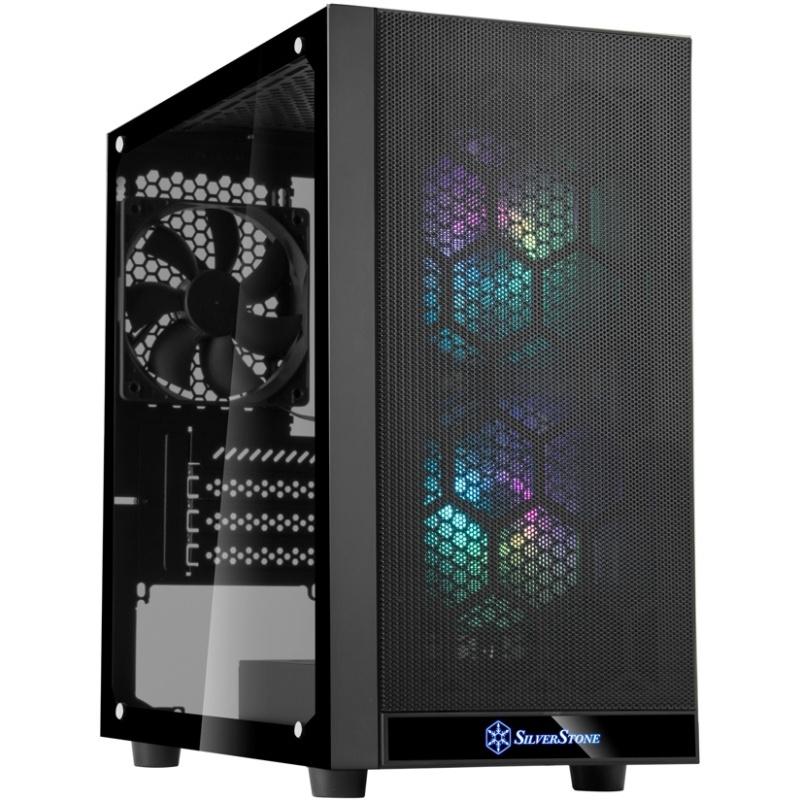 ������ Silverstone SST-PS15B-PRO Precision Mini Tower Micro ATX Computer Case, tempered glass, 2x 120mm ARGB, 1x ARGB Controller, black