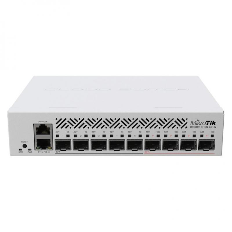 ���������� MikroTik CRS310-1G-5S-4S+IN, 1RJ45 1Gbit, 5*SFP 1Gbit, 4*SFP 10Gbit, POE in, indoor case, RouterOS L5 [CRS310-1G-5S-4S+IN]