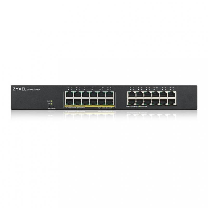 ���������� ZYXEL GS1900-24EP Smart L2 PoE + switch , rack 19 , 24xGE (12xPoE +), PoE budget 130 W [GS1900-24EP-EU0101F]