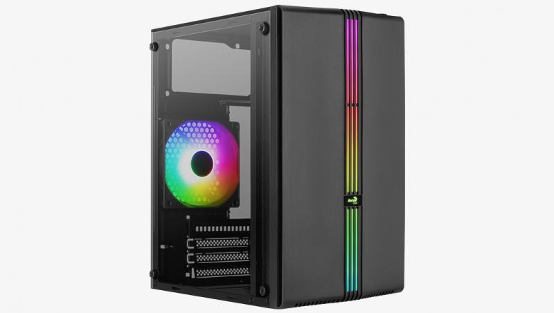  MiniTower AEROCOOL EVO MINI-G-BK-V1 black (mATX,  , FRGB, 2xUSB2.0+USB3.2) (4711099472352)
