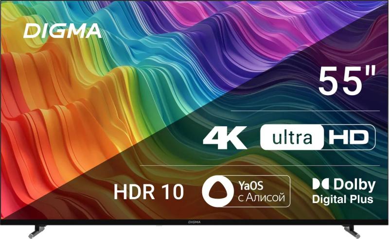 ��������� Digma DM-LED55UBB33, 4K Ultra HD, ������, YaOS
