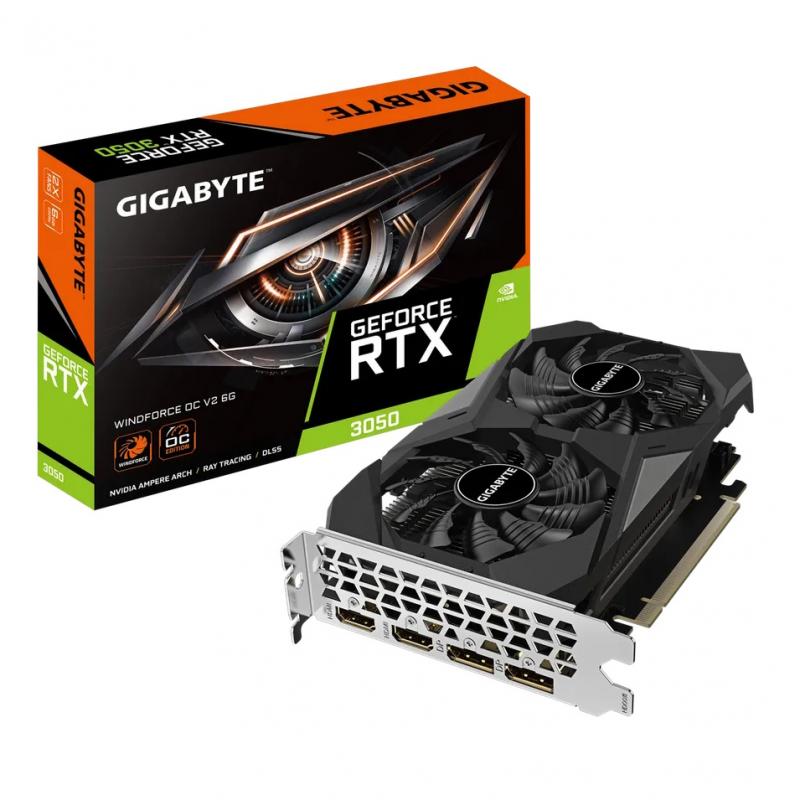 ���������� Gigabyte NVIDIA  GeForce RTX 3050 GV-N3050WF2OCV2-6GD 6�� Windforce, GDDR6, OC,  Ret [GV-N3050WF2OCV2-6GD]