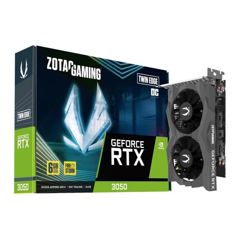 ���������� Zotac NVIDIA  GeForce RTX 3050 RTX 3050 TWIN EDGE OC 6�� GDDR6, OC,  Ret [ZT-A30510H-10L]