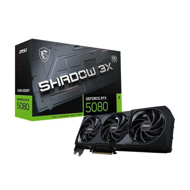  MSI NVIDIA GeForce RTX 5080 RTX 5080 16G SHADOW 3X OC, 16 Shadow, GDDR7, OC, Ret [GeForce RTX 5080 16G SHADOW 3X OC]