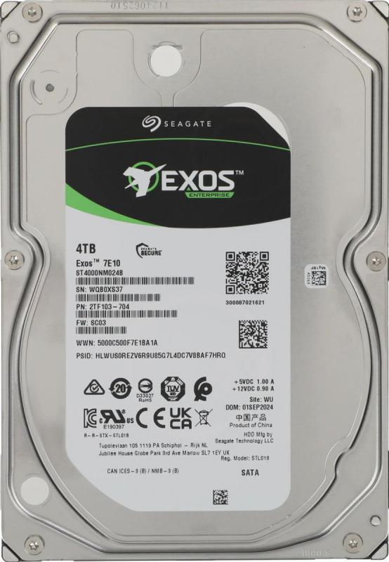   Seagate Exos 7E10, 4TB, (ST4000NM024B) {SATA 6Gb/s, 7200 rpm, 256mb buffer, 3.5'',}