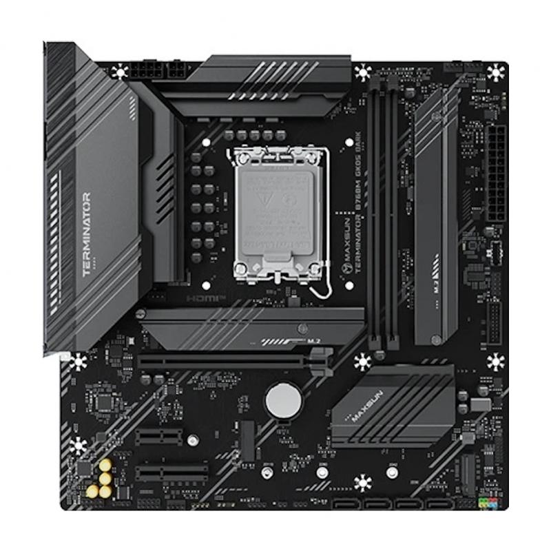 ����������� ����� MAXSUN MS-Terminator B760M D5 WiFi (Socket 1700, mATX, 4*DDR5, DP/HDMI, 4xSATA3, 3*M.2,xPCI-E x16 /1xPCI-E x1, 6*USB 2.0,  2 * USB 3.2 Gen1, LAN 1*2.5G, Bluetooth, Wi-Fi 802.11ax, RTL) [MS-Terminator B760M D5 WiFi]
