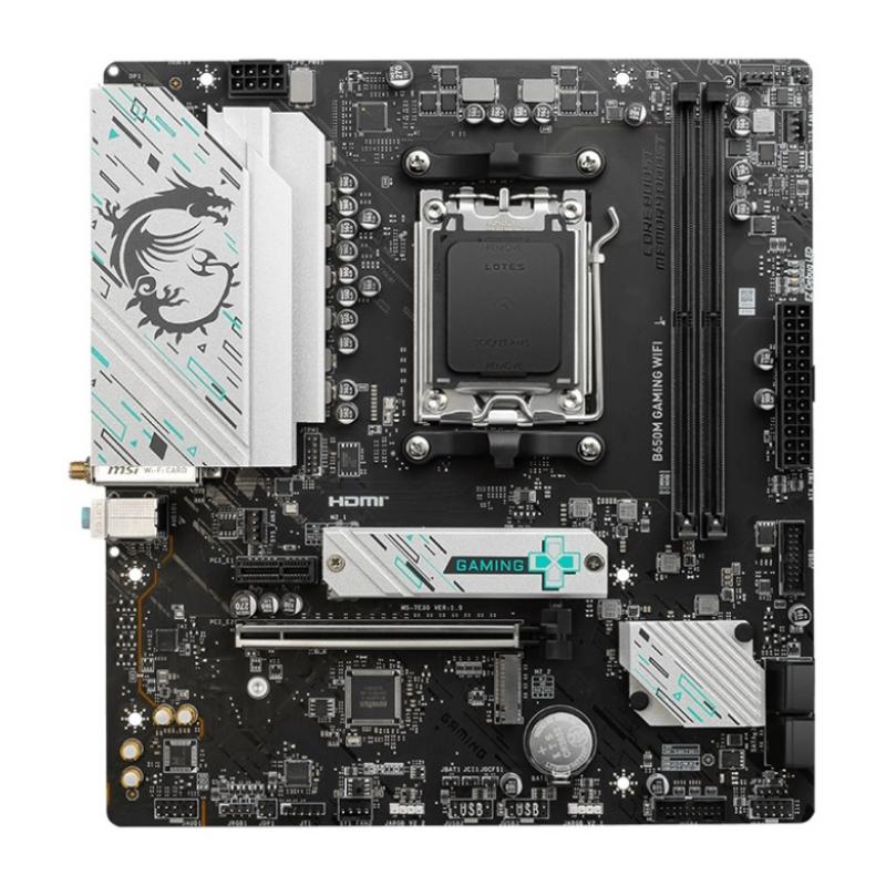 ����������� ����� MSI B650M GAMING WIFI B650, AM5, 2*DDR5, 1*PCIEx16, 1*PCIEx1, 2*M.2, 1*TypeC, 7*USB3.2Gen1, 6*USB2.0, 4*SATA3.0, 2.5G, DP, HDMI, M-ATX, RTL [B650M GAMING WIFI_]