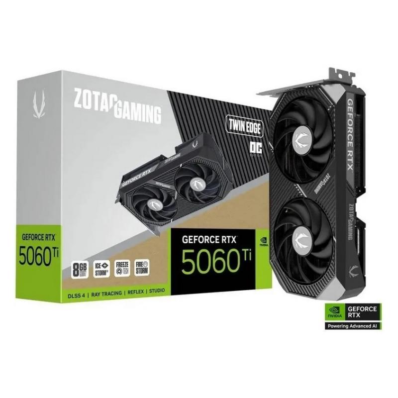 ���������� Zotac PCI-E 5.0 RTX 5060 Ti 8GB TWIN EDGE OC NV RTX 5060TI 8Gb 128bit GDDR7 2602/28000/HD [ZT-B50610H-10M]