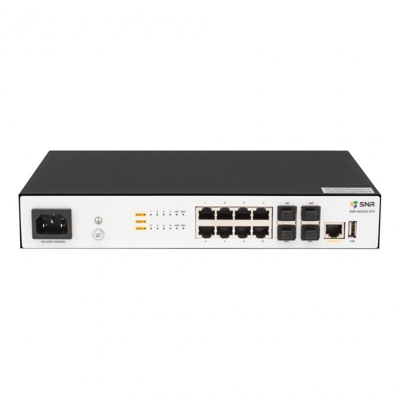 ���������� SNR ����������� ���������� ������ 2+, 8 ������ 10/100/1000Base-T, 4 ����� 1/10G SFP+, ���������� �� ~220V AC [SNR-S5210G-8TX]