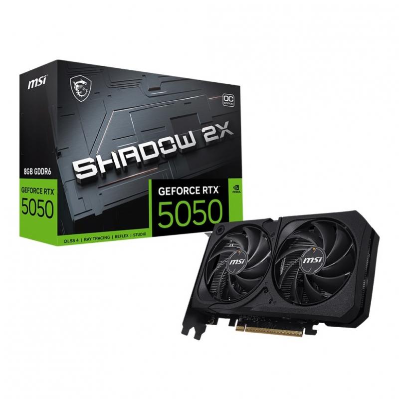 ���������� MSI GeForce RTX 5050 8G SHADOW 2X, NVIDIA RTX 5050, 8 �� GDDR6, 128 ���, PCI-e 5.0, 1xHDMI, 3xDP, 2587 ��� [RTX 5050 8G SHADOW 2X]