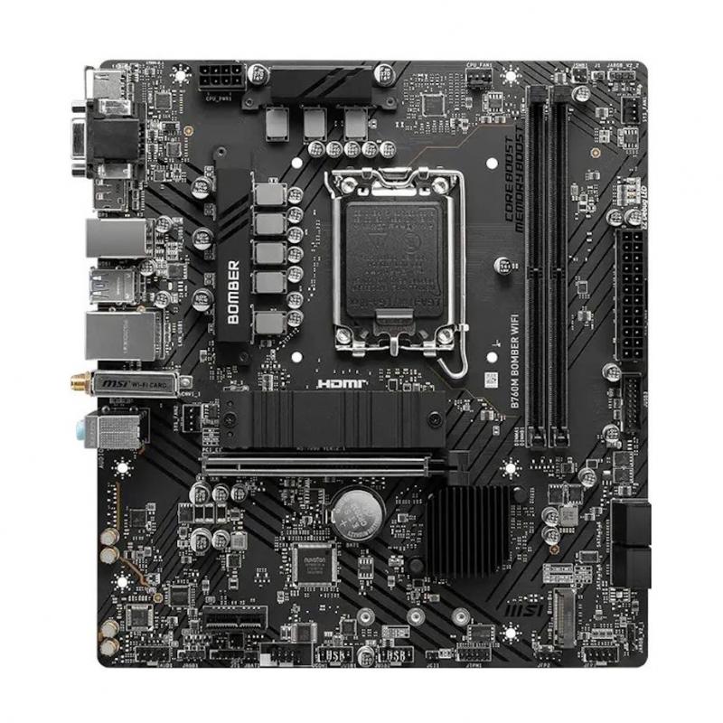 ����������� ����� MSI B760M BOMBER WIFI, Socket LGA 1700, Intel B760, mATX, Ret [B760M BOMBER WIFI]