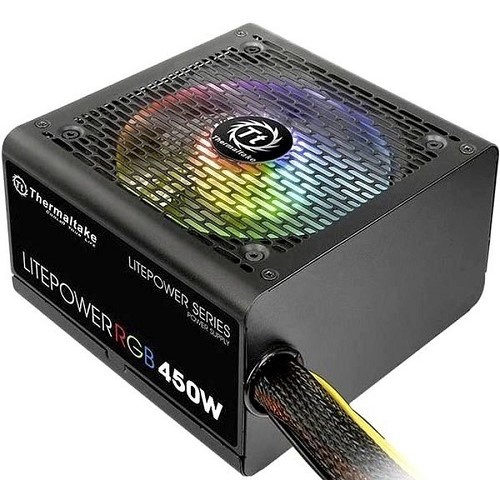   Thermaltake ATX 450W Litepower RGB 450 (24+4+4pin) APFC PPFC 120mm fan color LED 4xSATA RTL (PS-LTP-0450NHSANE-1)