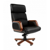 Компьютерное кресло Chairman 417 для руководителя, обивка: натуральная кожа, цвет: черный
