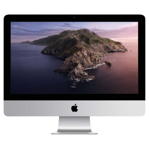 Моноблок Apple iMac 21.5 4K i3 8100B (3.6) 8Gb SSD256Gb Pro 555X 2Gb CR macOS GbitEth WiFi BT клавиатура мышь Cam серебристый/черный 4096x2304/ MHK23RU/A