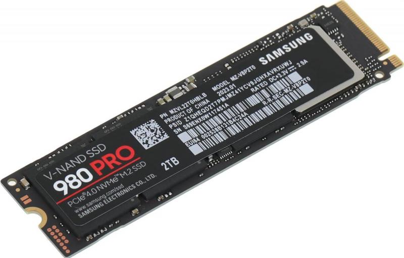 SSD  Samsung 980 PRO 2TB, [MZ-V8P2T0BW] V-NAND 3-bit MLC, Elpis, M.2 (2280) PCIe Gen 4.0 x4, NVMe 1.3c, R7000/W5100, IOPs 1000000/1000000