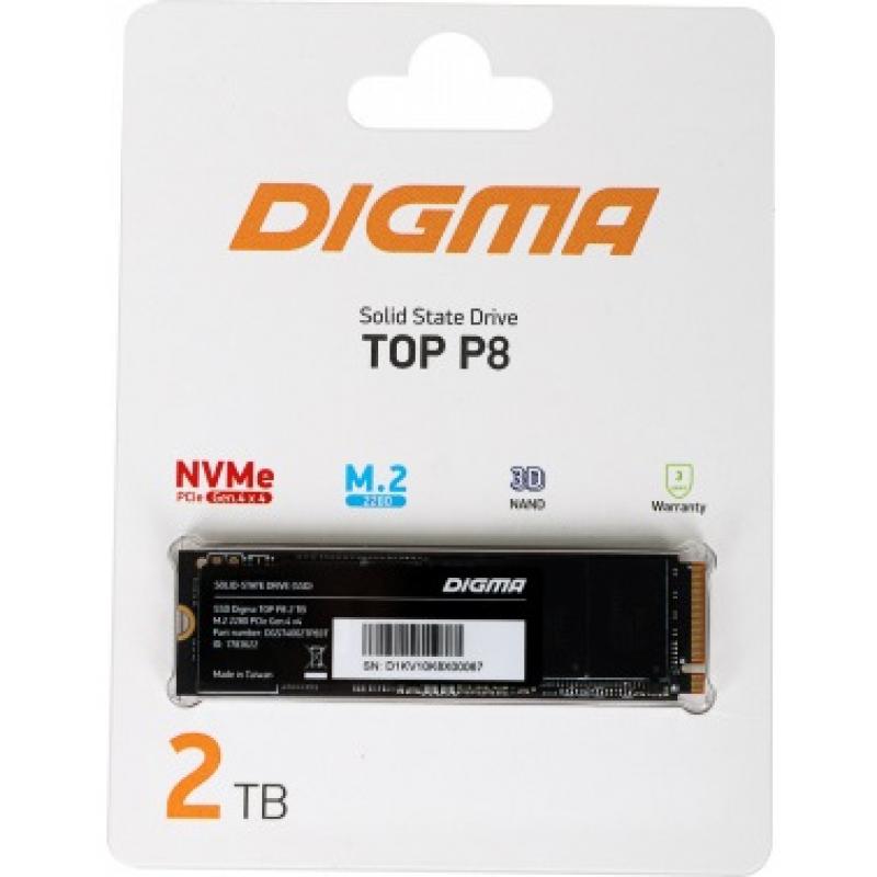 SSD  Digma Top P8 DGST4002TP83T 2, M.2 2280, PCI-E 4.0 x4,  NVMe,  M.2,  rtl